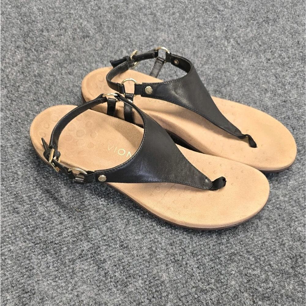 Vionic Kirra Black Leather T-Strap Orthotic Sandals Women's Size 9 TVW5126 - Picture 2 of 8